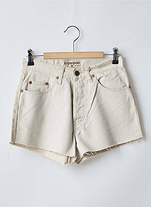Short tissage denim taille haute beige REDWOOD femme