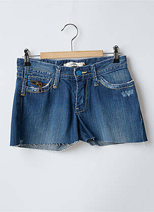 Short fermeture zippée sous rabat boutonné taille basse bleu SCHOOL RAG femme