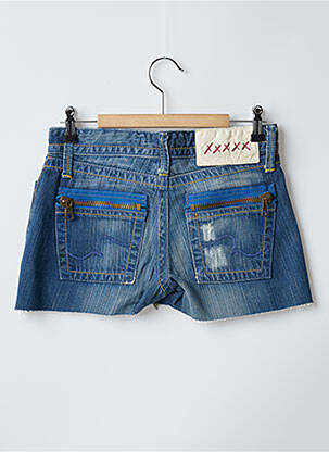 Short fermeture zippée sous rabat boutonné taille basse bleu SCHOOL RAG femme