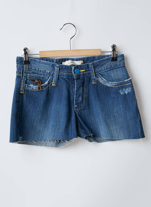 Short fermeture zippée sous rabat boutonné taille basse bleu SCHOOL RAG femme