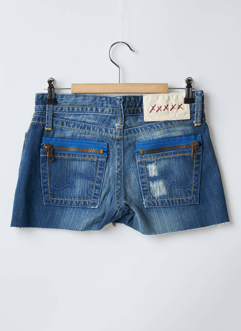 Short fermeture zippée sous rabat boutonné taille basse bleu SCHOOL RAG femme