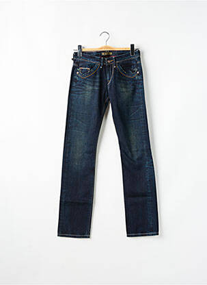 Jeans coupe droite effet usé délavé taille basse bleu FIVE PM femme
