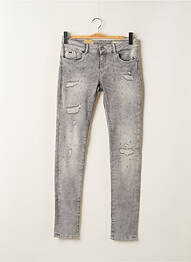 Jeans coupe slim effet usé délavé taille normale gris KARPOS femme