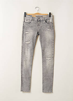 Jeans coupe slim effet usé délavé taille normale gris KARPOS femme