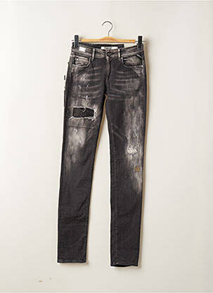Jeans coupe slim effet usé délavé taille basse noir REPLAY femme