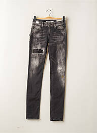 Jeans coupe slim effet usé délavé taille basse noir REPLAY femme