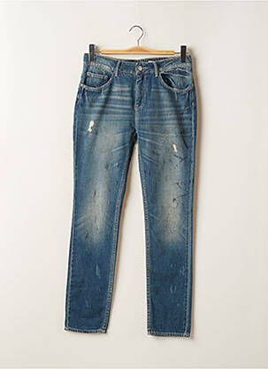 Jeans coupe slim effet usé délavé taille normale bleu REIKO femme