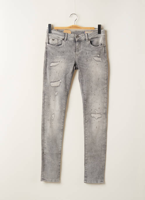 Jeans coupe slim effet usé délavé taille normale gris KARPOS femme