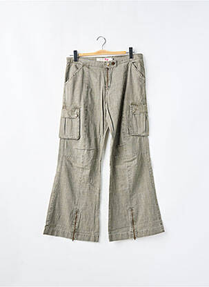 Pantalon droit fermeture zippée sous rabat boutonné taille normale vert BLEND femme
