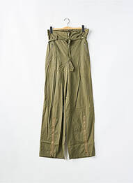 Pantalon droit tissage popeline taille normale vert CHEYENNE femme