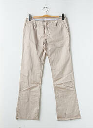 Pantalon droit fermeture zippée sous rabat boutonné beige FREEMAN T.PORTER femme