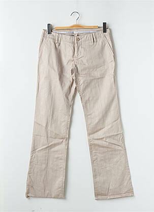 Pantalon droit fermeture zippée sous rabat boutonné beige FREEMAN T.PORTER femme