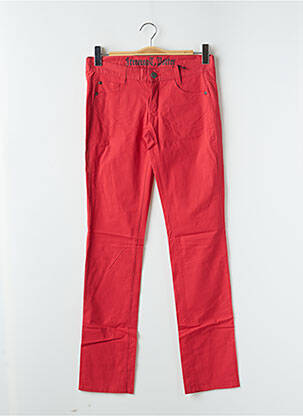 Pantalon droit fermeture zippée sous rabat boutonné rouge FREEMAN T.PORTER femme