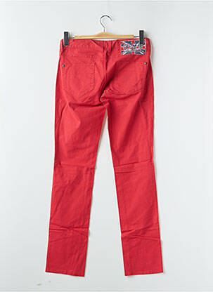 Pantalon droit fermeture zippée sous rabat boutonné rouge FREEMAN T.PORTER femme