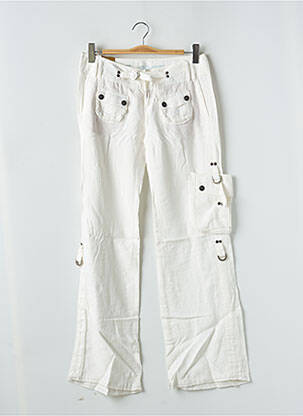 Pantalon droit fermeture zippée sous rabat boutonné blanc FREEMAN T.PORTER femme