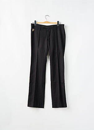 Pantalon droit fermeture zippée sous rabat avec crochet taille basse noir LOIS femme