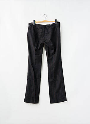 Pantalon droit fermeture zippée sous rabat avec crochet taille basse noir LOIS femme