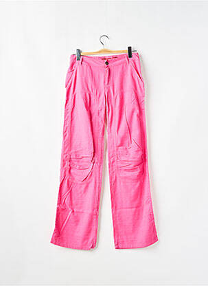 Pantalon droit tissage crêpe taille basse rose MAGGIE femme