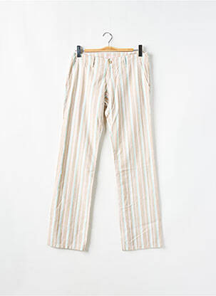 Pantalon droit tissage popeline taille basse beige MOGUL femme