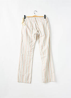 Pantalon droit tissage popeline taille basse beige MOGUL femme