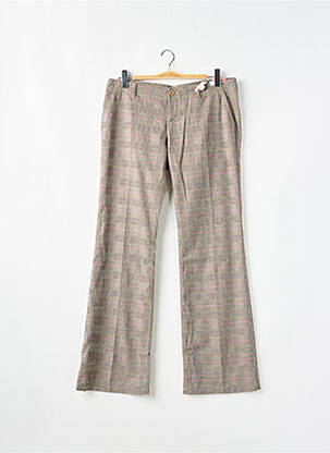 Pantalon droit fermeture zippée sous rabat boutonné taille basse beige MOGUL femme
