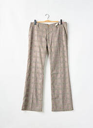 Pantalon droit fermeture zippée sous rabat boutonné taille basse beige MOGUL femme