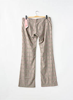 Pantalon droit fermeture zippée sous rabat boutonné taille basse beige MOGUL femme