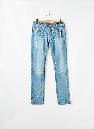 Jeans coupe slim effet usé délavé taille basse bleu ONE GREEN ELEPHANT femme