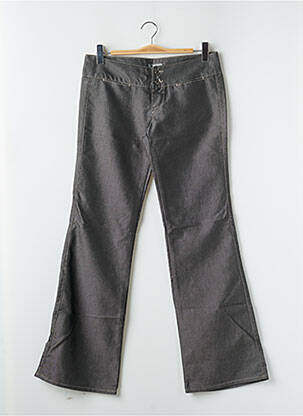 Pantalon droit fermeture zippée sous rabat boutonné taille normale gris RWD femme
