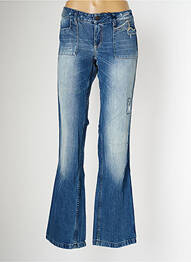Jeans coupe droite effet usé délavé taille basse bleu SCHOOL RAG femme