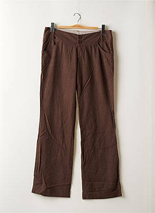 Pantalon droit fermeture zippée sous rabat boutonné taille basse marron TEDDY SMITH femme