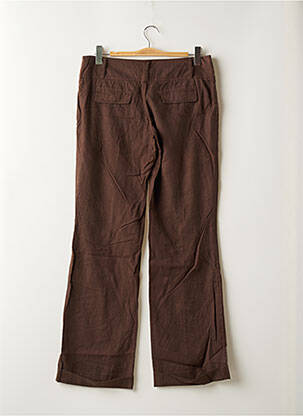 Pantalon droit fermeture zippée sous rabat boutonné taille basse marron TEDDY SMITH femme