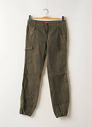 Pantalon droit fermeture zippée sous rabat boutonné taille basse vert TEDDY SMITH femme