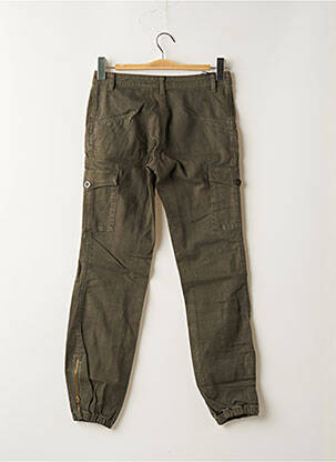 Pantalon droit fermeture zippée sous rabat boutonné taille basse vert TEDDY SMITH femme