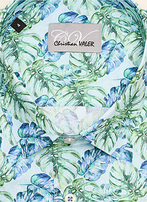 Chemise manches longues manches longues vert CHRISTIAN VALER homme