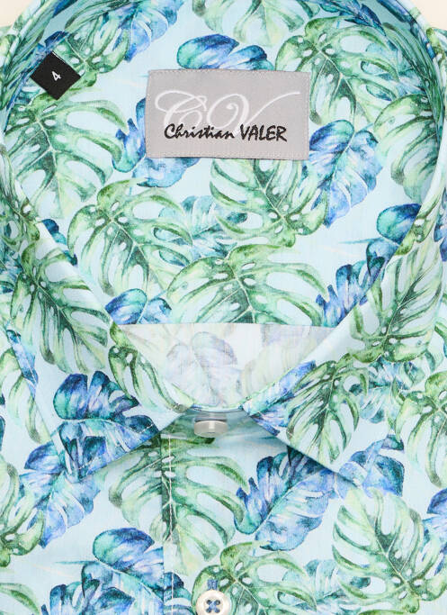 Chemise manches longues vert CHRISTIAN VALER pour homme