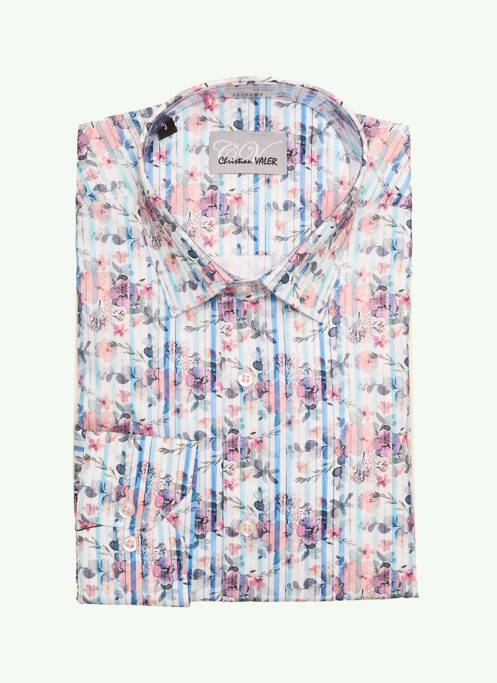 Chemise manches longues imprimé fantaisie bleu CHRISTIAN VALER homme