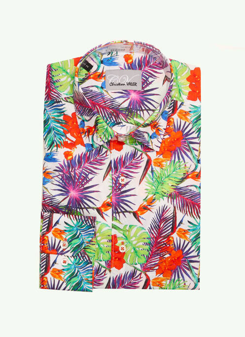 Chemise manches longues imprimé fantaisie blanc CHRISTIAN VALER homme