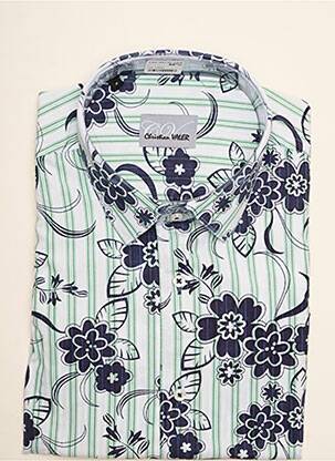 Chemise manches courtes coupe droite vert CHRISTIAN VALER homme