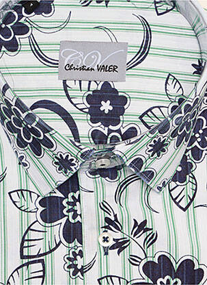 Chemise manches courtes coupe droite vert CHRISTIAN VALER homme
