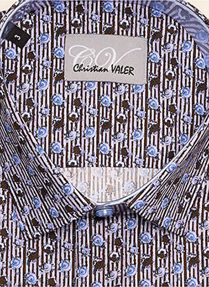 Chemise manches longues manches longues bleu CHRISTIAN VALER homme