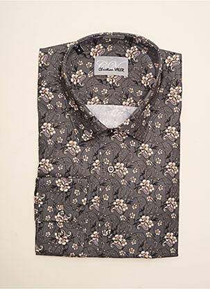 Chemise manches longues imprimé fleurs gris CHRISTIAN VALER homme