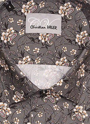 Chemise manches longues imprimé fleurs gris CHRISTIAN VALER homme