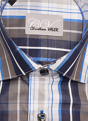Chemise manches longues manches longues bleu CHRISTIAN VALER homme