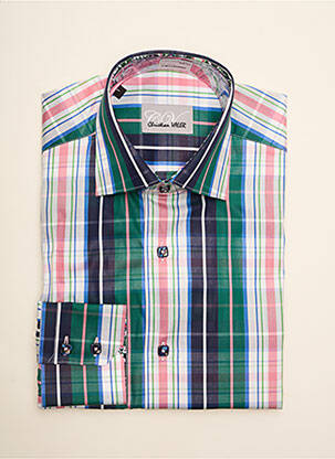 Chemise manches longues manches longues vert CHRISTIAN VALER homme