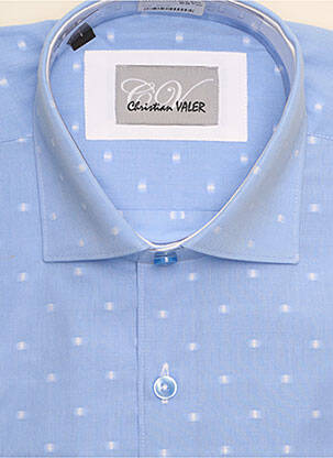 Chemise manches longues manches longues bleu CHRISTIAN VALER homme