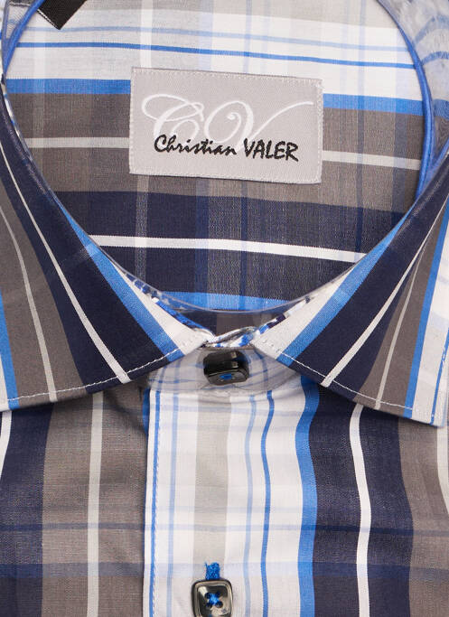 Chemise manches longues bleu CHRISTIAN VALER pour homme