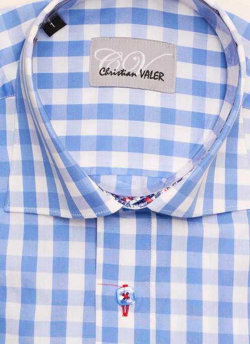 Chemise manches longues bleu CHRISTIAN VALER pour homme