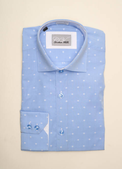 Chemise manches longues bleu CHRISTIAN VALER pour homme