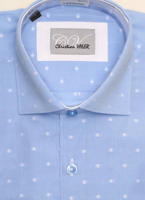 Chemise manches longues bleu CHRISTIAN VALER pour homme